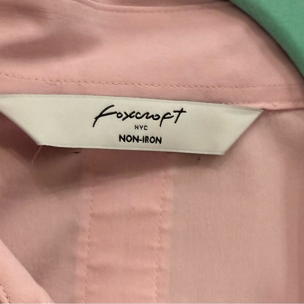 Foxcroft No Iron 3/4 Sleeve Tunic Pink Women's Button Down Top Blouse Size 12 - Picture 12 of 13